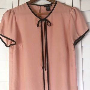 Cute pink blouse with bow. Work. Casual. Classy